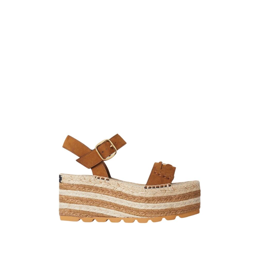 Stella McCartney NIB Gaia Platform Espadrille Wedges in Pecan Size 41R/40L